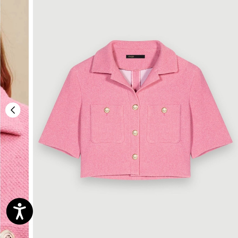 Maje Pink Cropped Tweed Jacket Size M/ 38